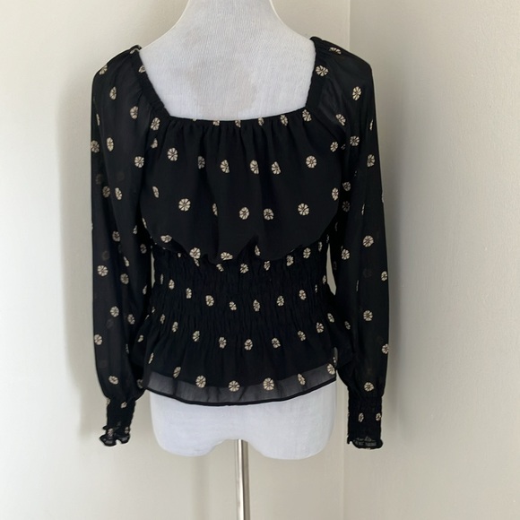 Madewell (Re)sourced Georgette Square-Neck Smock-Waist Top in Bloom Dot - Picture 7 of 12